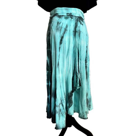 SOFT SURROUNDINGS Women’s XS Aqua Pull-on Tie Dye Cascade Skirt Full Length - Picture 1 of 12